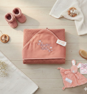 Badcape Baby Girl Oud Roze