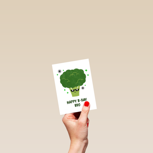 verjaardagskaart met broccoli