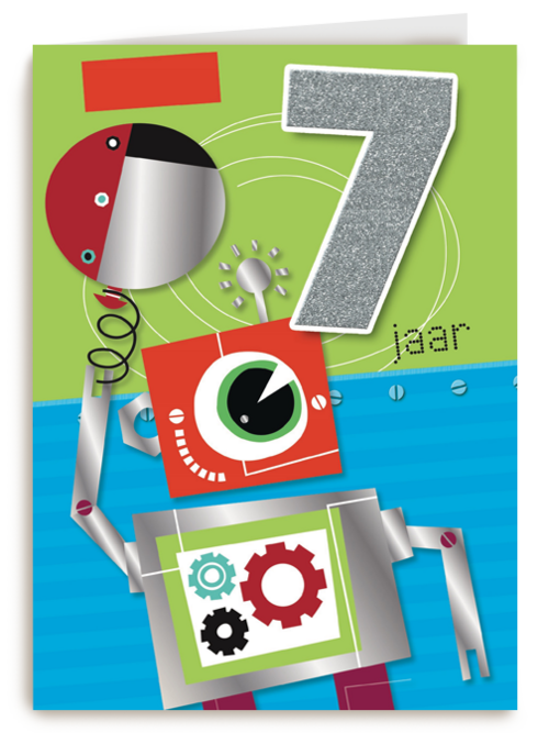 Verjaardagskaart Hallmark | Verjaardag Leeftijden Robot 7 Jaar