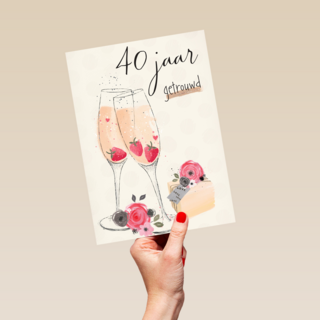 Huwelijkskaart 40 jaar getrouwd bubbels
