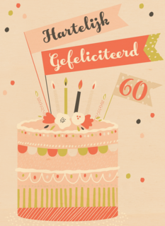 Verjaardagskaart leeftijden 60 Verjaardagstaart