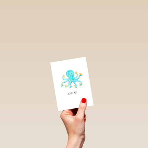 Verjaardagskaart met octopus