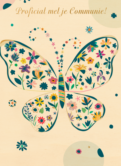 Houten Kaart Communie | Houten Kaart Hallmark | Communie | Proficiat Met Je Communie Vlinder