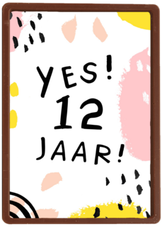 Verjaardagskaart meisje 12 yes roze geel