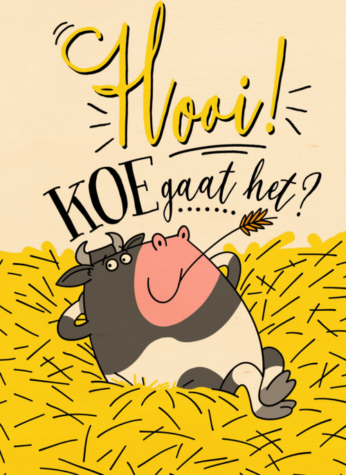 Houten Kaart Vriendschap | Houten Kaart Hallmark | Vriendschap | Vriendschapskaart Hooi Koe Gaat Het