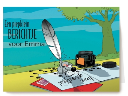 op kamp een piepklein berichtje