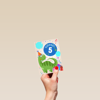Verjaardagskaart dino yippee leeftijd