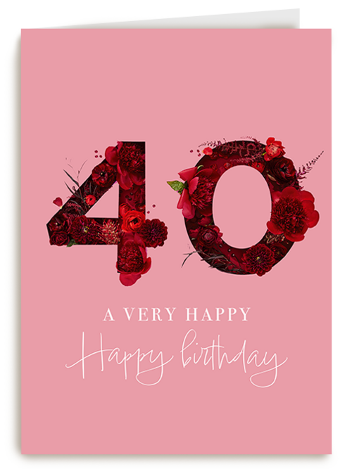 Kaart Hallmark | Kaart Met Leeftijden | Verjaardagskaart 40 Bloemen Roze