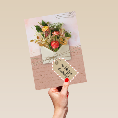 Moederdagkaart envelop met bloemen