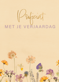 Verjaardagskaart met veldbloemen proficiat