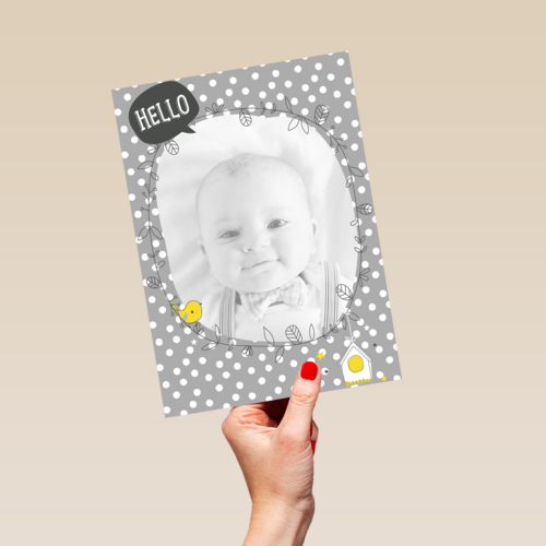 fotokaart hello klein baby kindje