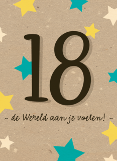Verjaardagskaart 18 de wereld aan je voeten