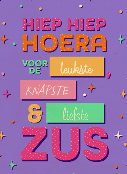 hippe verjaardagskaart voor een zus
