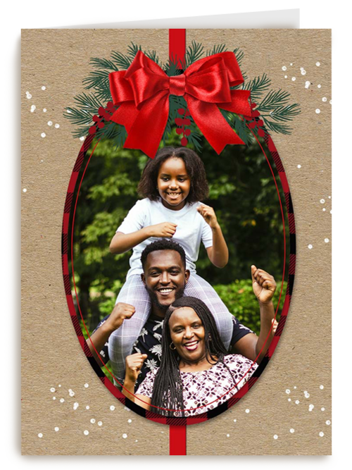 Kerstkaart klassiek fotokader strik