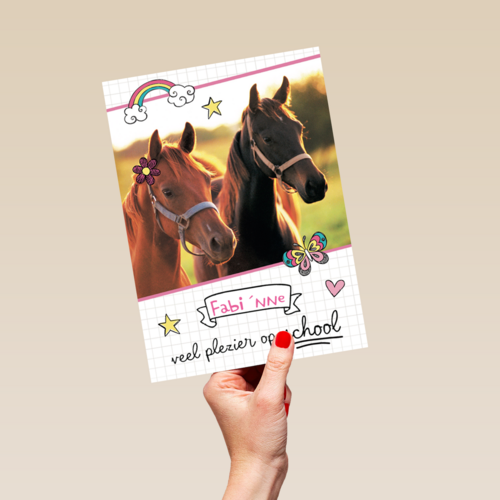 back to school veel plezier op school paardenkaart