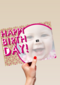 fotokaart stippen roze happy birthday girl