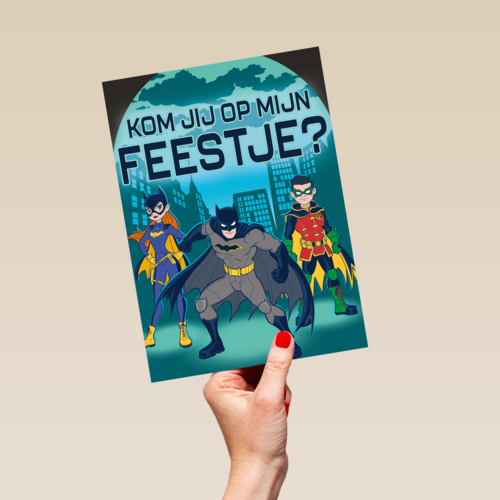 Batman uitnodiging kinderfeestje