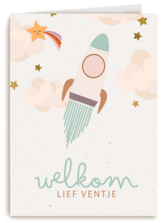Geboorte felicitatie met raket