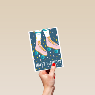 verjaardagskaart hip happy rollerskates birthday