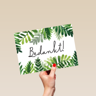natuurlijke bedankt kaart met bladeren