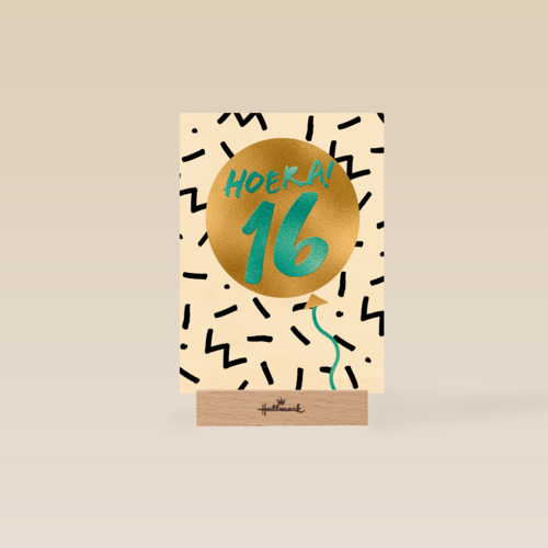 Verjaardagskaart hoera 16 tiener jongen