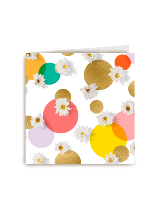 Blanco kaart bloemen en confetti