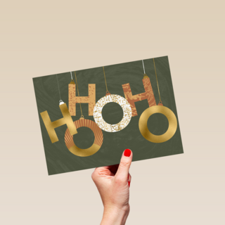 hohoho op groen kerstkaart