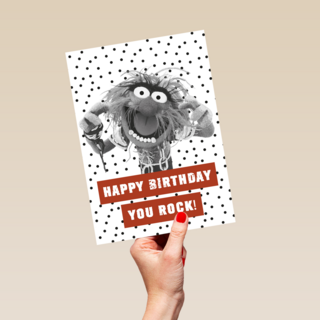 verjaardag kaart muppets animal happy birthday you rock