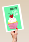 Verjaardagskaart Happy Cake Day Cupcake