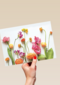 summervibes kaart blanco met vrolijke bloemen erop