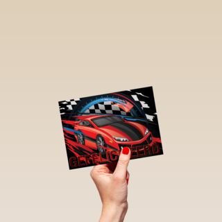 Verjaardagskaart snelle rode sportauto