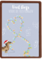 kerstkaart met hond en kerstverlichting