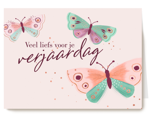verjaardag kaart stijlvol vlinders