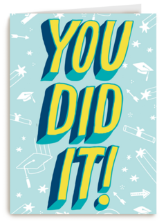 Geslaagdkaart you did it blauw met geel