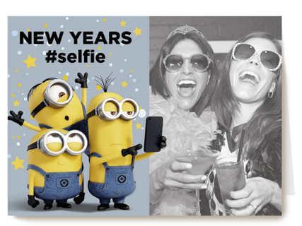 minion new years selfie kaart kerst