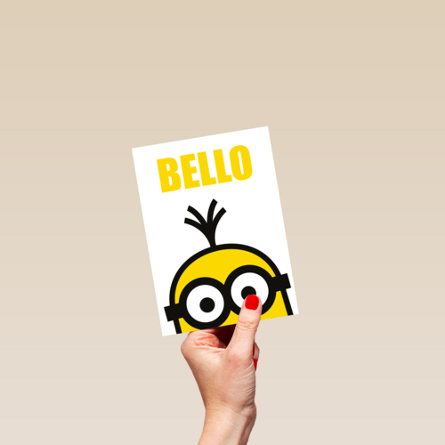 verjaardagskaart minions bello ogen