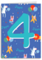 Verjaardagskaart 4 jaar dieren