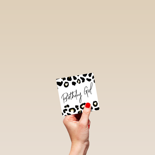birthday girl with leopard print