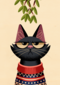 grumpy kat under the mistletoe