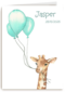 Geboorte Kaart Giraffe Blauw