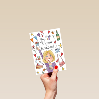 Verjaardagskaart vrouw Yay it is your birthday Matia Studio