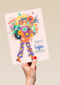 Een moeder met bloemen
