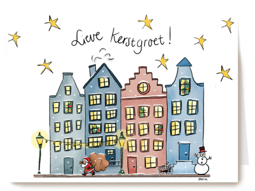Kerstkaart getekend Lieve kerstgroet