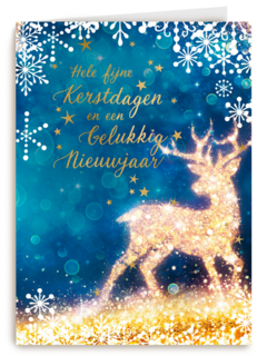 Kerstkaart zakelijk Hert met lichtjes