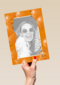 fotokaart staand met oranje ballonnen