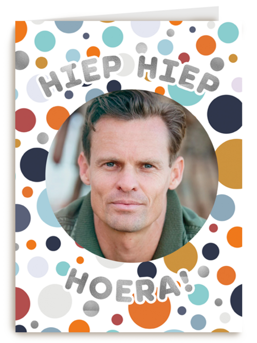 Hiep Hiep Hoera fotokaart man