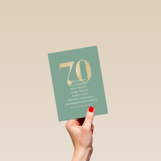 Verjaardagskaart 70 groen gouden letters
