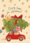 Kerstkaart matia studio kerstboom op auto