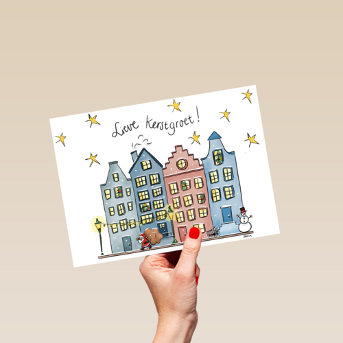 Kerstkaart getekend Lieve kerstgroet