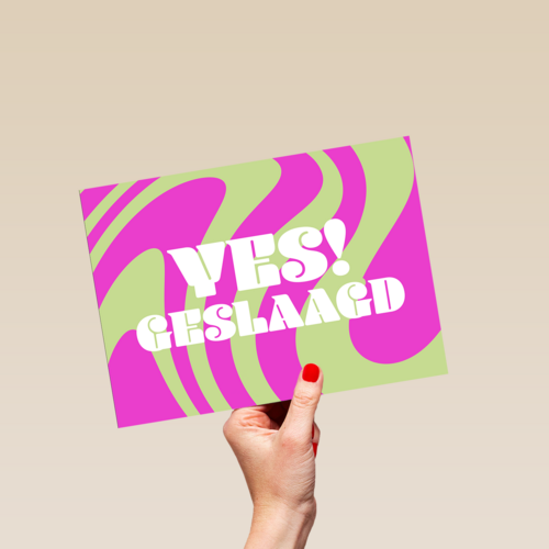 Geslaagd Yes swirl groen roze